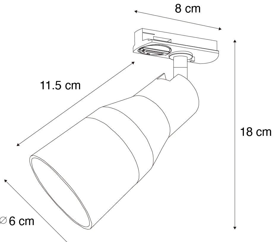 Moderné čierne bodové svetlo pre jednofázový koľajnicový systém - Iconic Kohua