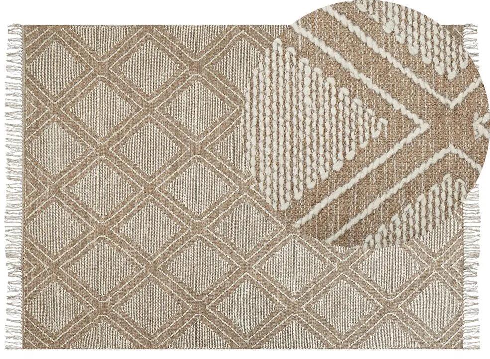 Bavlnený koberec 140 x 200 cm béžová/biela KACEM Beliani