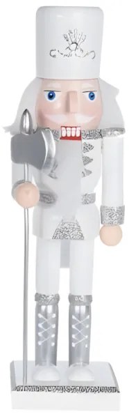 Luskáčik v bielo-striebornom oblečení so sekerou 25 cm