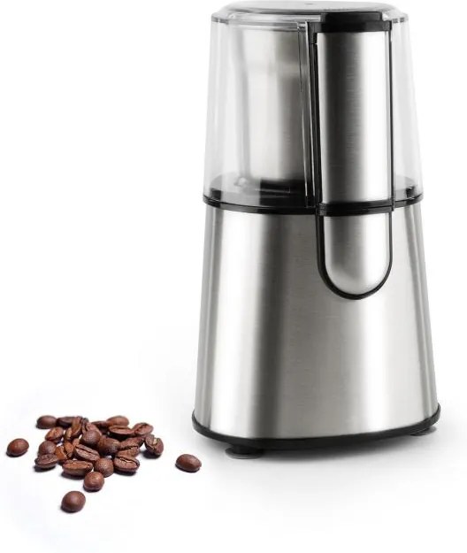 Klarstein Speedpresso, strieborný, mlynček na kávu, 200 W, 65 g, trieštivý mlecí mechanizmus, ušľachtilá oceľ