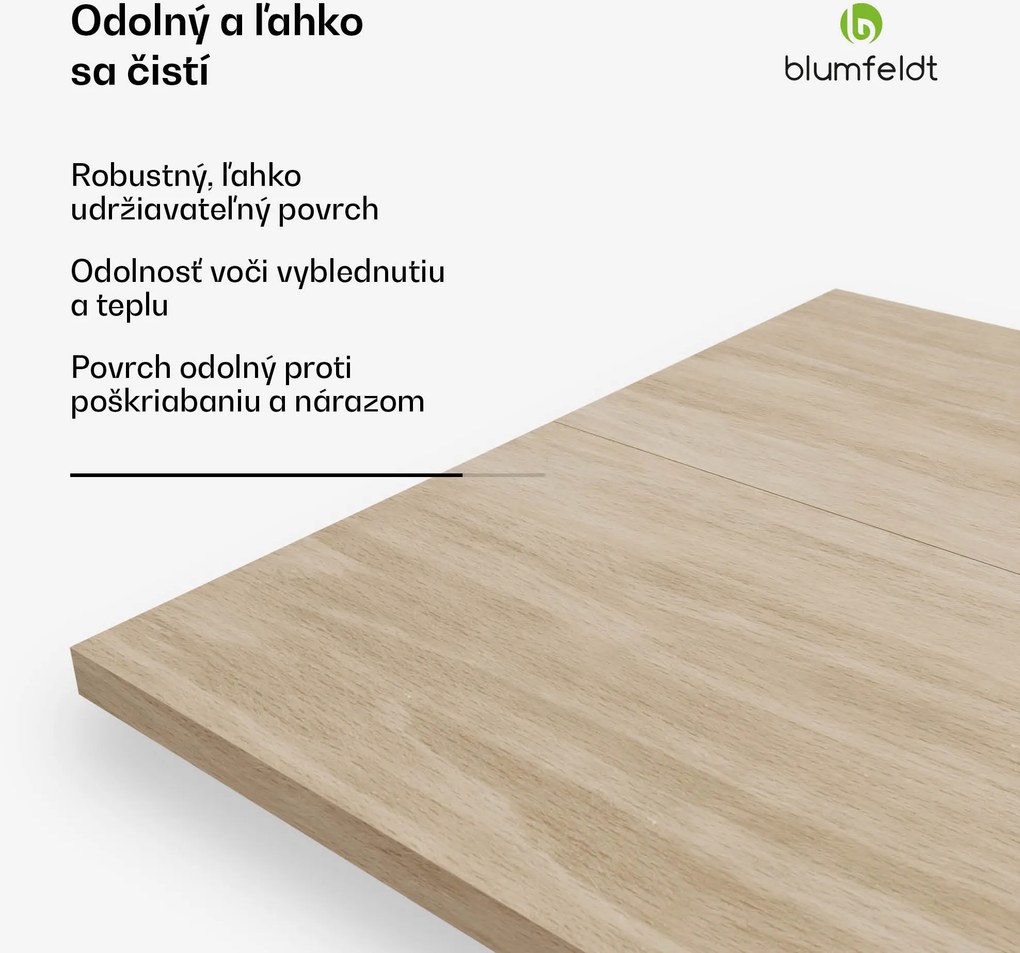 Blumfeldt Bearsdon stolová doska 200 x 100 cm pre kuchyňu a jedáleň, Robustná laminátová doska
