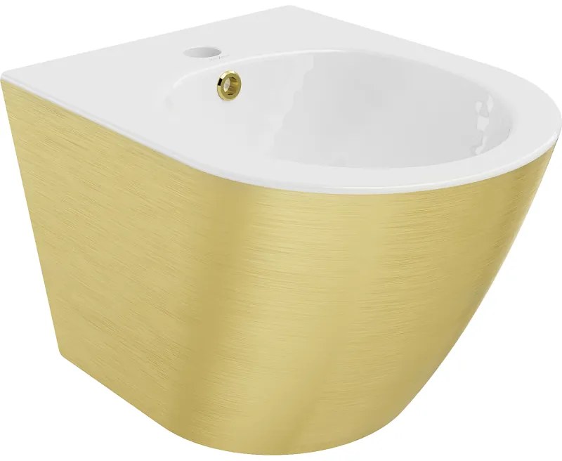 Mexen Lena, závesný bidet 480x370x325 mm, biela - zlatý vzor, 35224807