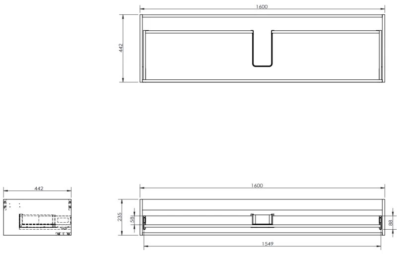 Mexen Orio, kúpeľňová skrinka 160 cm s umývadlom Vela, 1 zásuvka, biela matná, 91A10-16023-1-BF01-W23M01