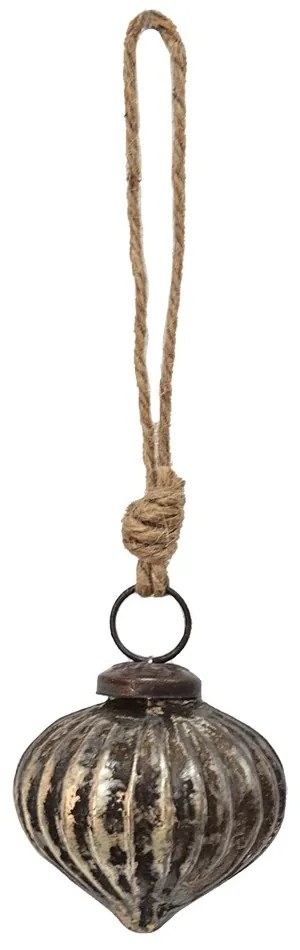 Strieborno-čierna antik sklenená vianočná ozdoba- Ø 5*5 cm