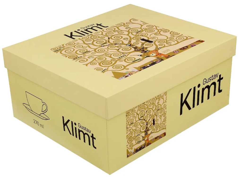 Duo Porcelánová šálka s podšálkou Klimt Ecru Tree Of Life 250 ml sada 2ks