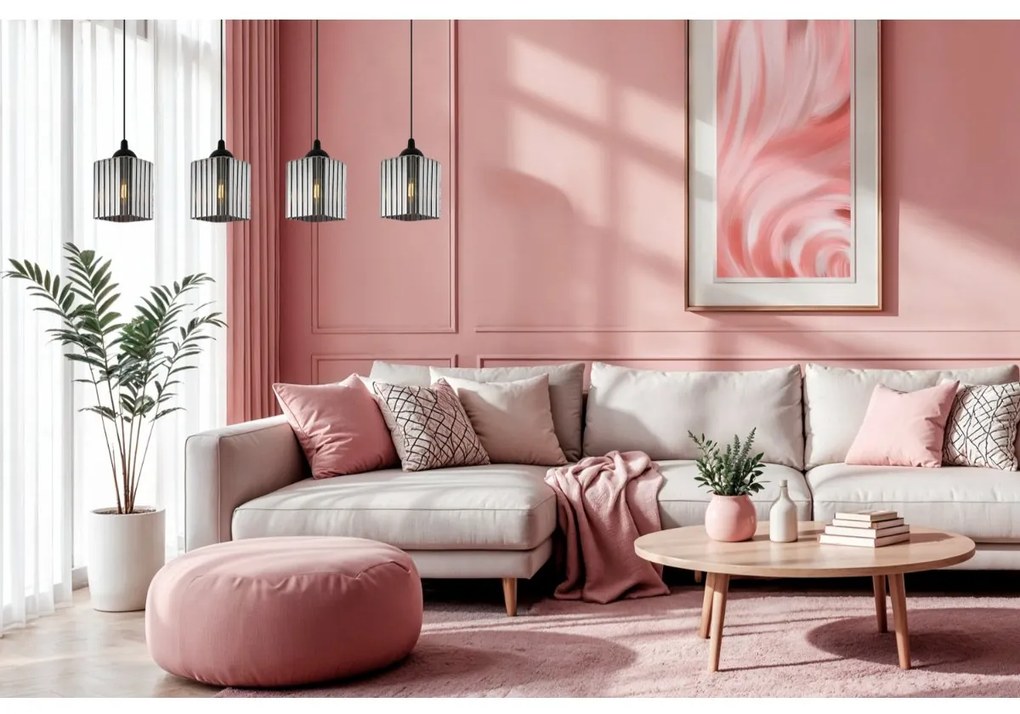 Závesné svietidlo Riffle Square, 4x grafitové sklenené tienidlo, b