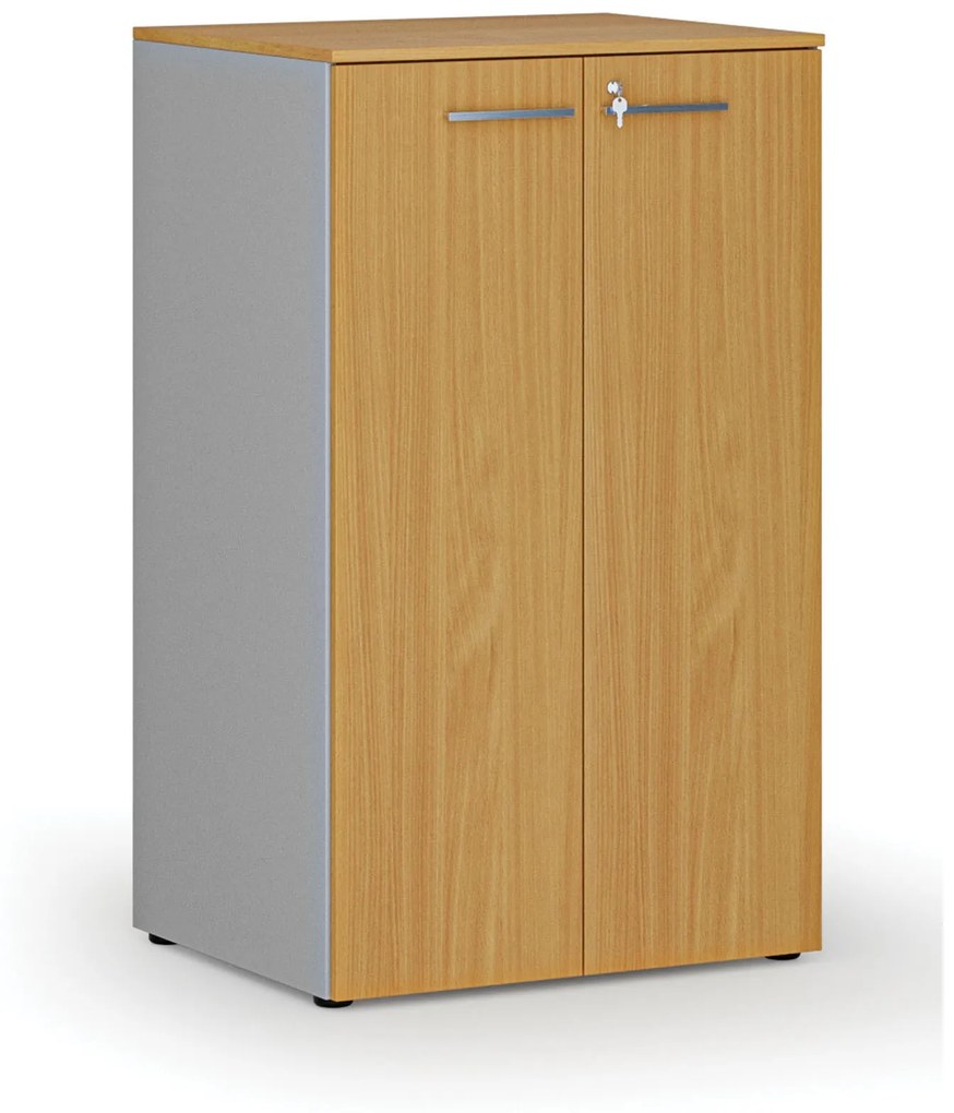 Kancelárska skriňa s dverami PRIMO GRAY, 3 police, 1335 x 800 x 640 mm, sivá/buk