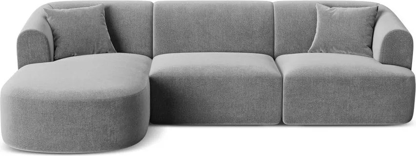 Svetlosivá zamatová rohová pohovka (ľavý roh/s leňoškou) Campi – Cosmopolitan Design