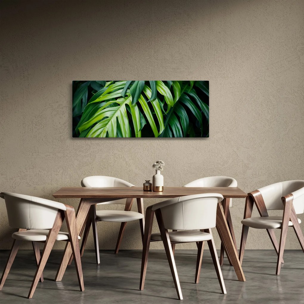 Obraz - Tropické listy (120x50 cm)