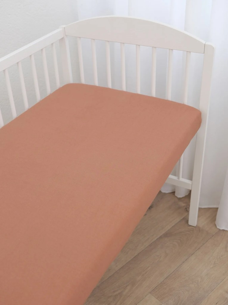 Jersey plachta do postieľky Classic 60 x 120 cm – terakota
