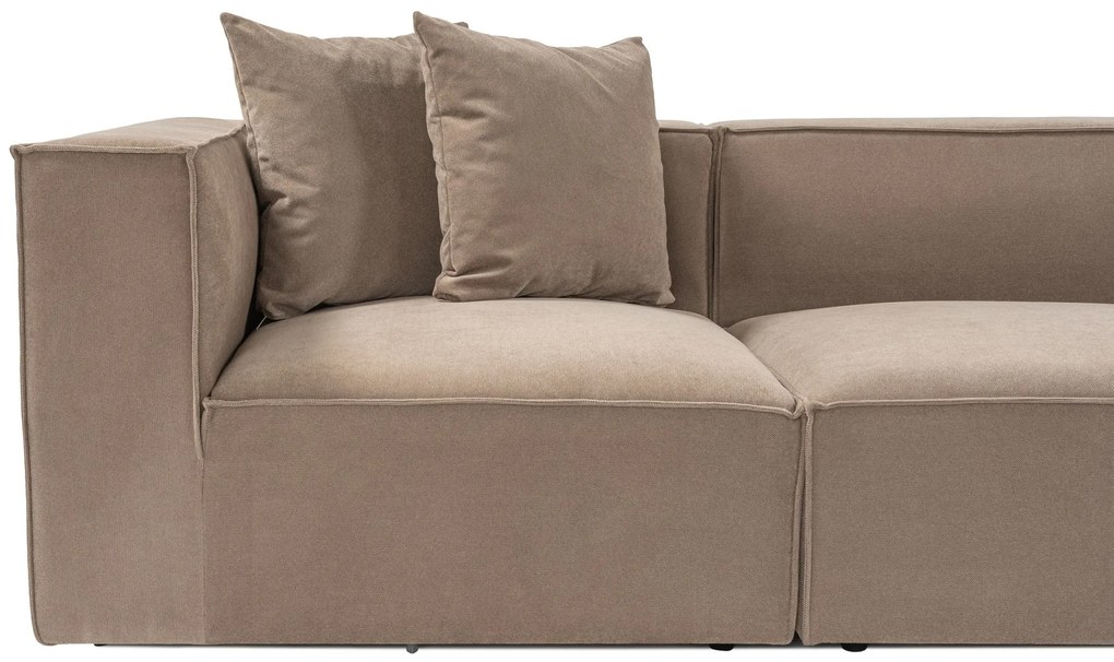 Trojmiestna pohovka Sora s rámom zo 100% hrabového dreva 325 x 102 cm, kapučínová