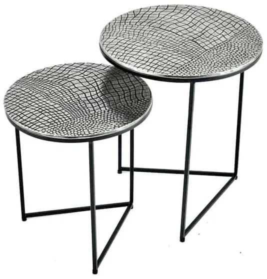 Sada odkladacích stolíkov Khalil 40 cm antik strieborná