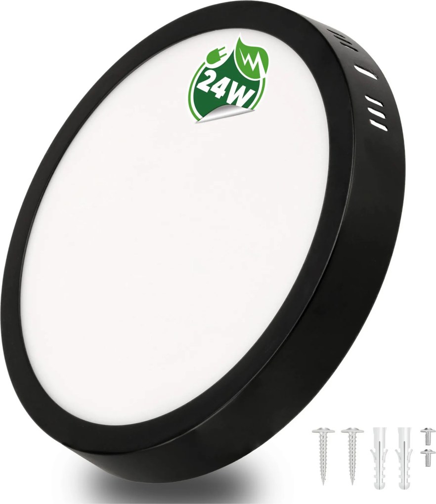 BERGE Prisadený okrúhly čierny LED panel 24W EMC - neutrálna biela