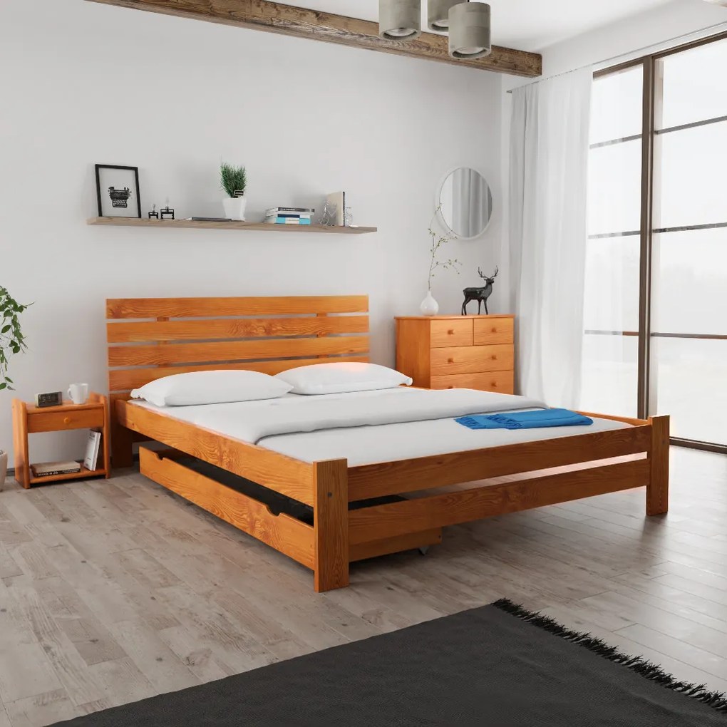 Posteľ PARIS zvýšená 120 x 200 cm, jelša Rošt: S lamelovým roštom, Matrac: Matrac COCO MAXI 20 cm