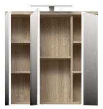 Nástenná kúpeľňová skrinka so zrkadlom VENOM biela/dub sonoma