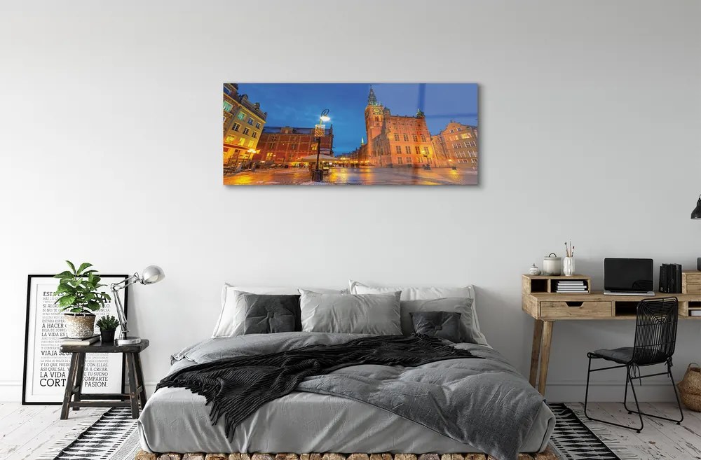 Obraz na akrylátovom skle Gdańsk staré mesto v noci kostol 120x60 cm