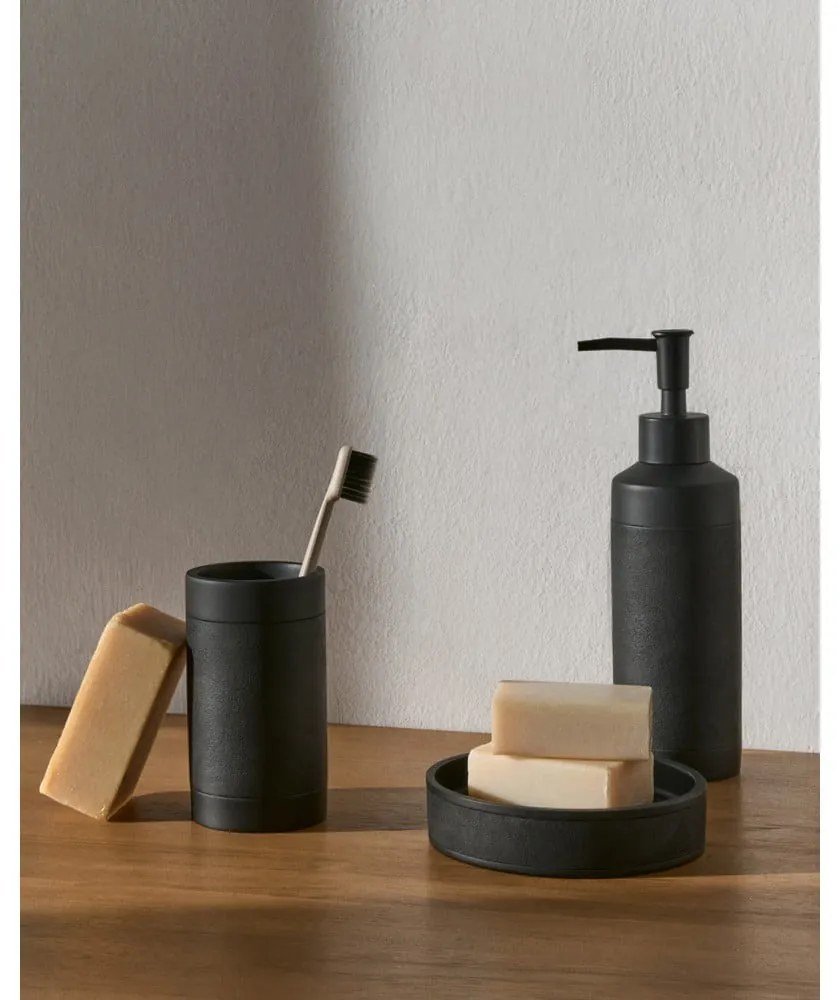 Čierny téglik na zubné kefky z polyresinu Sisel – Kave Home