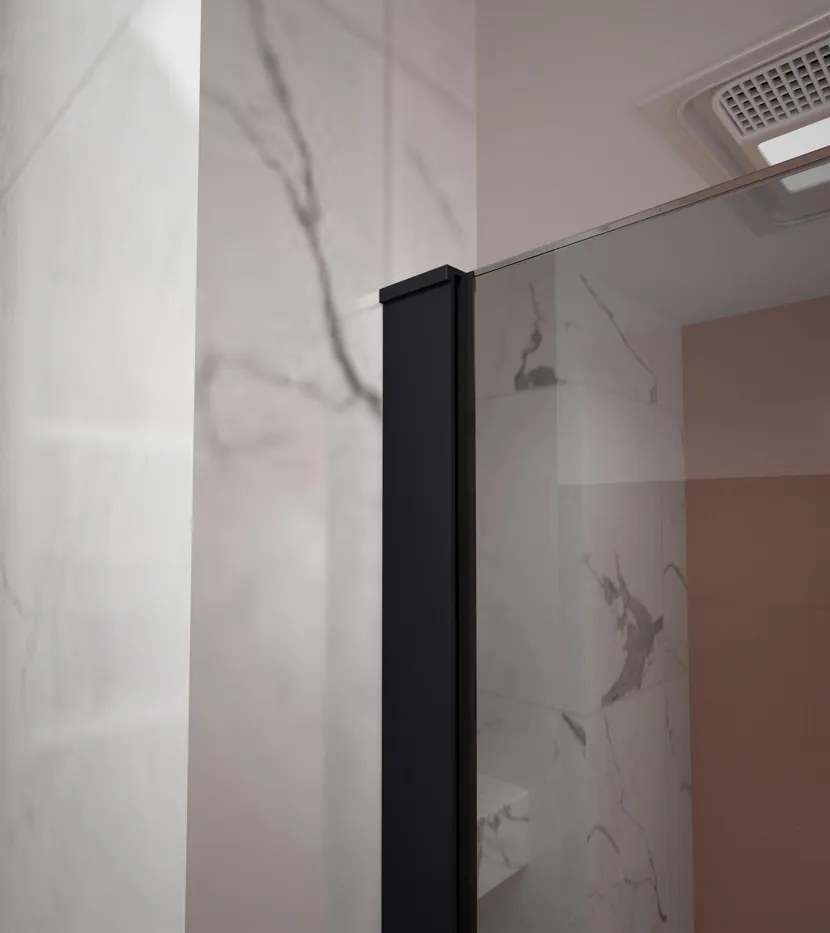 Erga Paris, sprchová zástena Walk-In 30x200 cm, 8mm šedé sklo, čierny profil, ERG-V02-PARIS-030x200-GR-BK