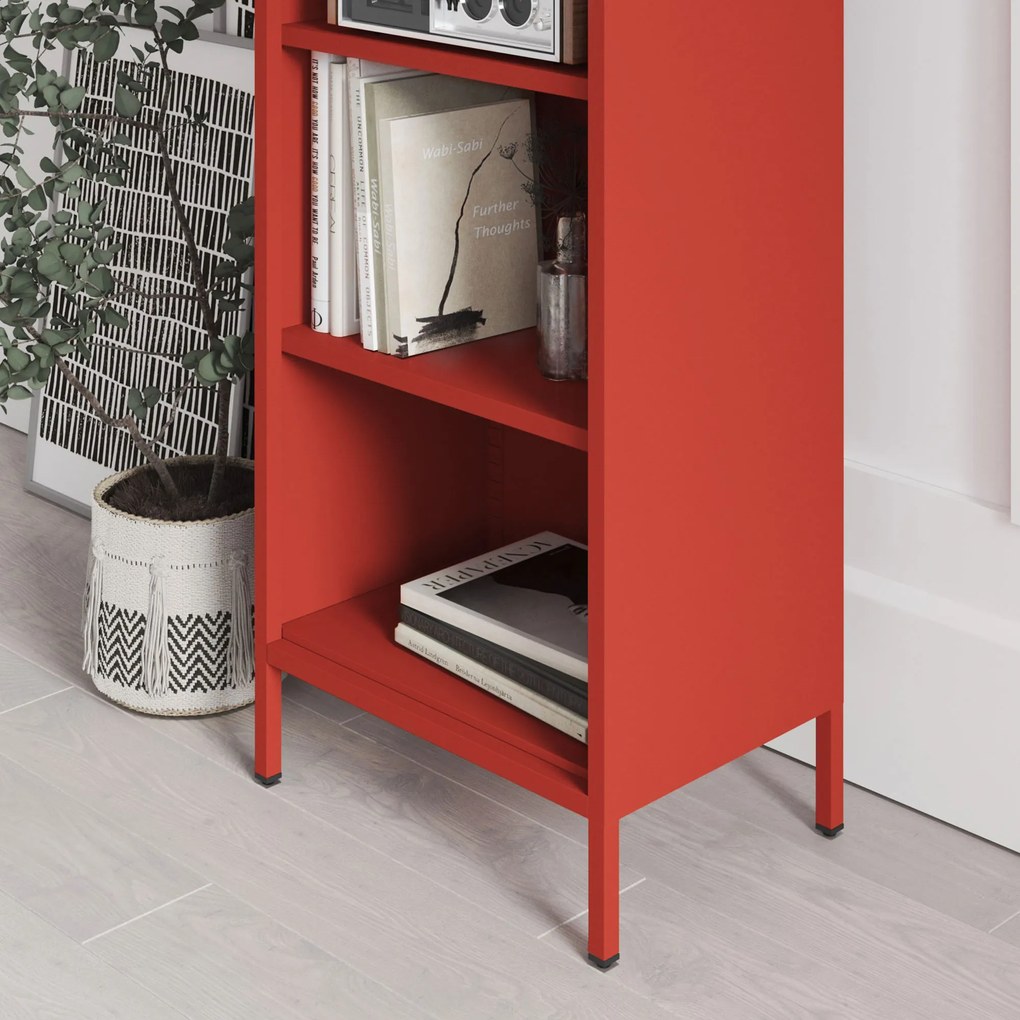 Knižnica do obývačky MARIO, 500 x 1800 x 350 mm, Modern: červená farba