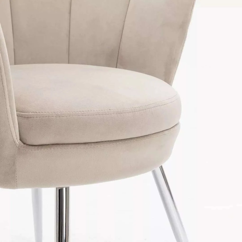 LuxuryForm DESIGN Kreslo FREY VELUR so striebornými nohami - latte