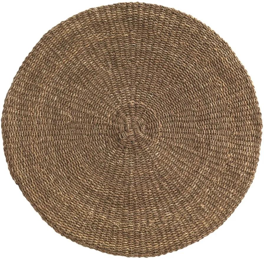 Hnedý koberec z morských rias Geese Rustico Natura, ⌀ 120 cm