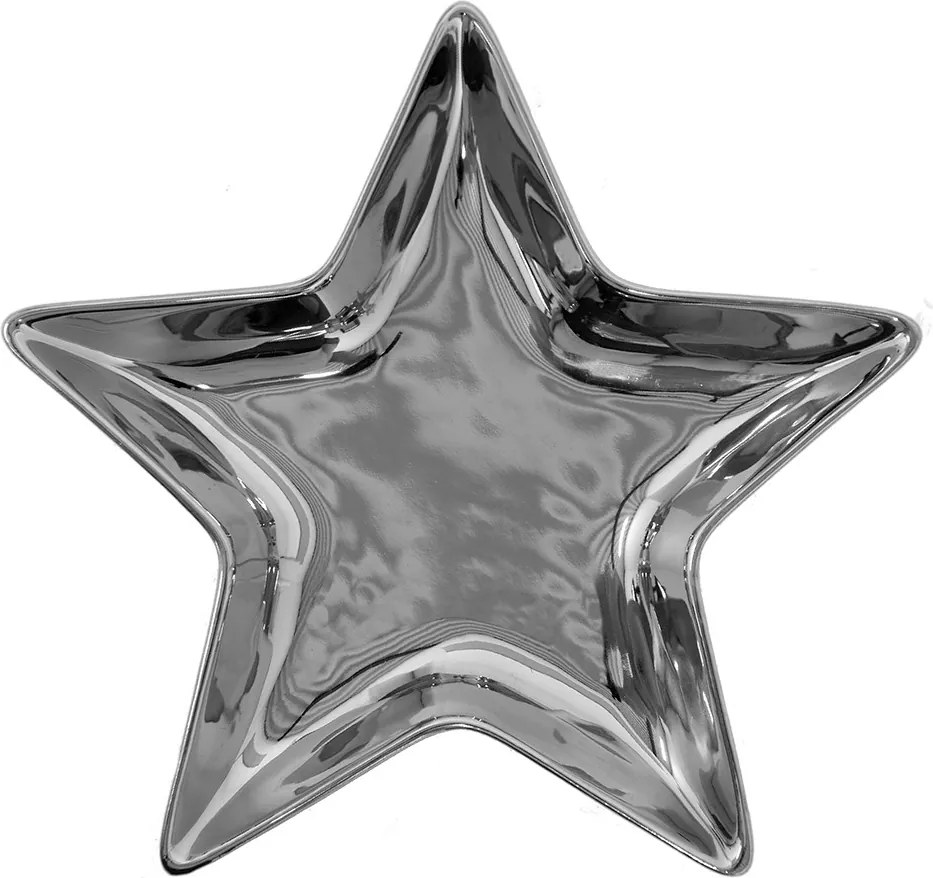 Strieborná dekoračná miska v tvare hviezdy Silver Star - 20*19*2 cm