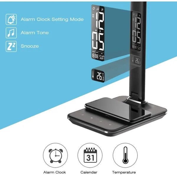 Immax 08965L-LED Stmievateľná lampa s bezdr. nabíjaním KINGFISHER 8,5W/230V čierna