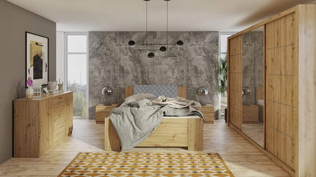 Spálňa Kler IX, Farby: biela / biely + ekokoža soft 017 pik