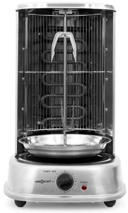 OneConcept Kebap Master, vertikálny gril, 1800 W, strieborný