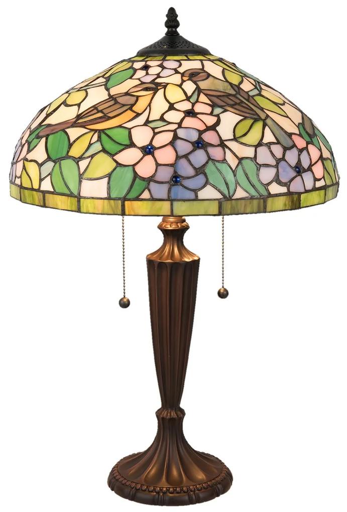 Stolná lampa Tiffany Floraison - Ø 41 * 60 cm / E27 / Max. 2x60 Watt