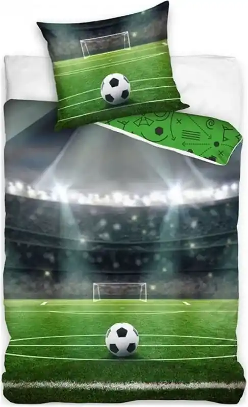 Bavlnené posteľné obliečky pre futbalistov - motív Futbalový stadion - 100%  bavlna Renforcé - 70 x 90 cm + 140 x 200 cm | BIANO