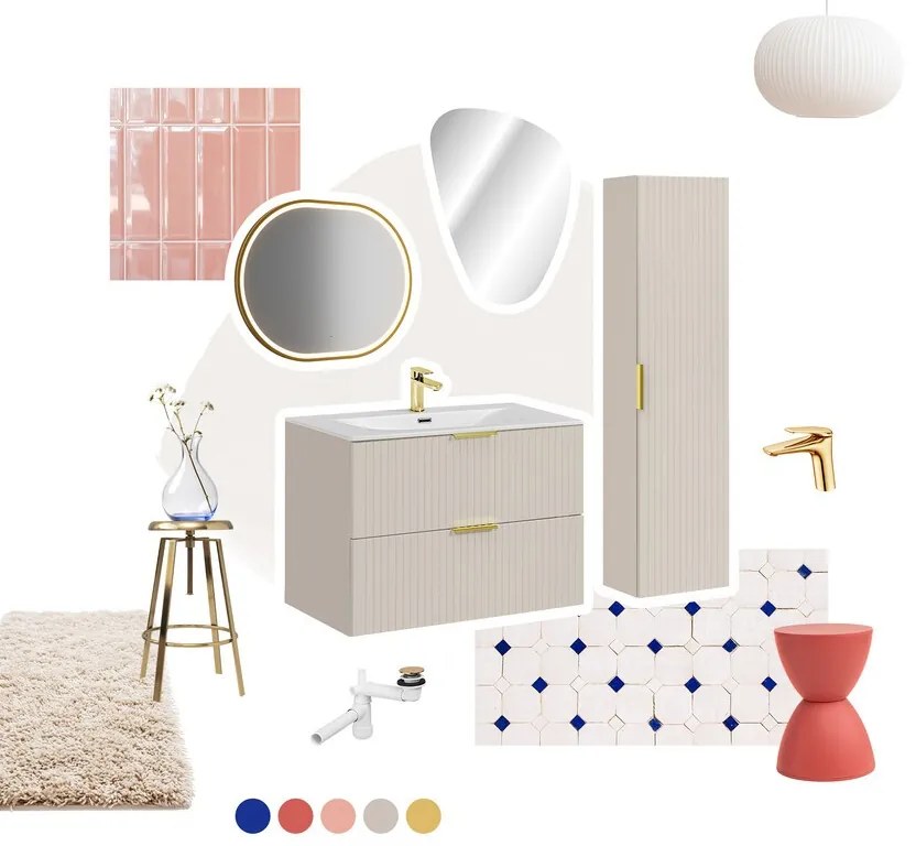 Závěsná skříňka Adele Cashmere s deskou 60 cm kašmírová/dub evoke