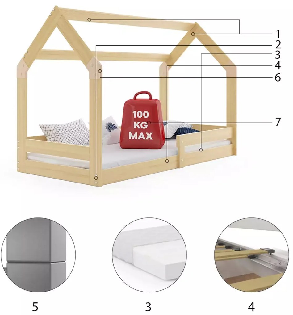Domčeková posteľ DOMČEK 1 160x80 borovica