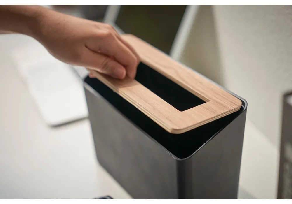 Čierny stolový kôš na odpadky Yamazaki Rin, 2,3 l