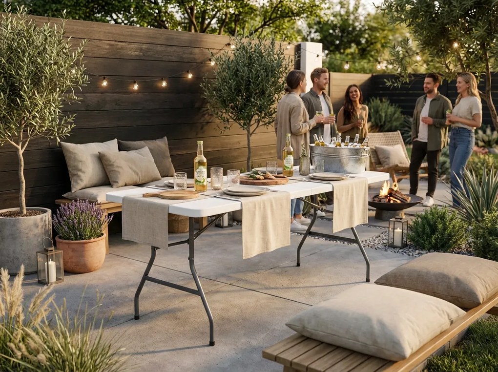 Cateringový stôl CATERON 70x180 cm, biely