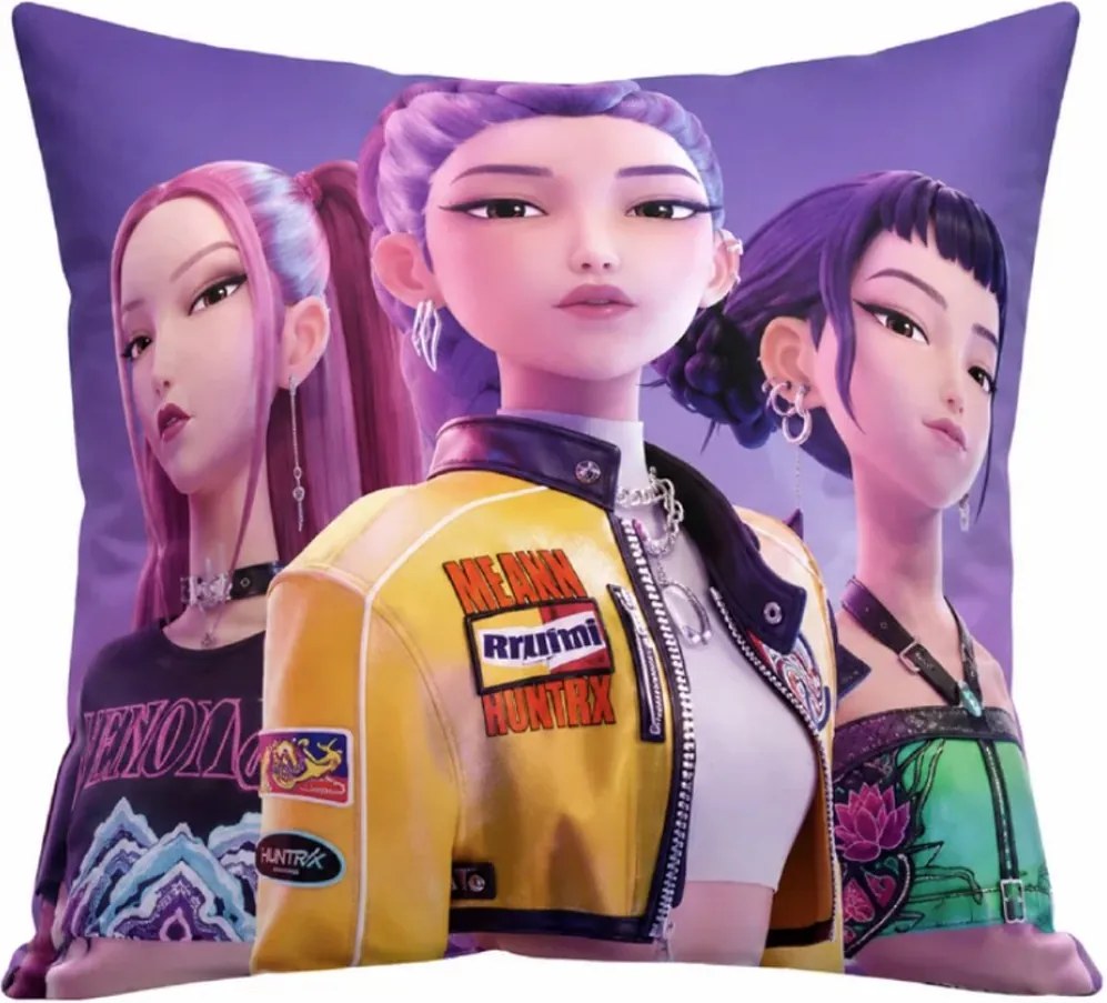 Vankúš KPop Demon Hunters - HUNTR/X - motív Trio - 40x40 cm