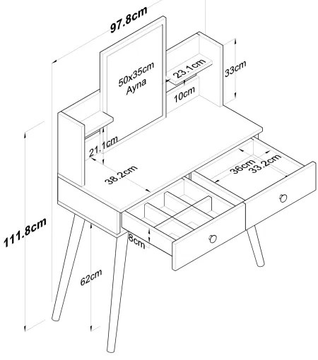 Toaletný stolík 111,8x97,8 cm biela