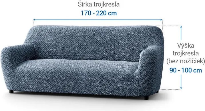 Bielastické poťahy VENEZIA modrá trojkreslo (š. 170 - 220 cm)