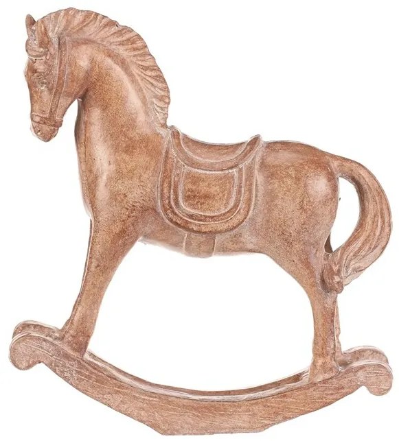 Dekorácia hojdací koník 19 cm, polyresin, imitácia dreva