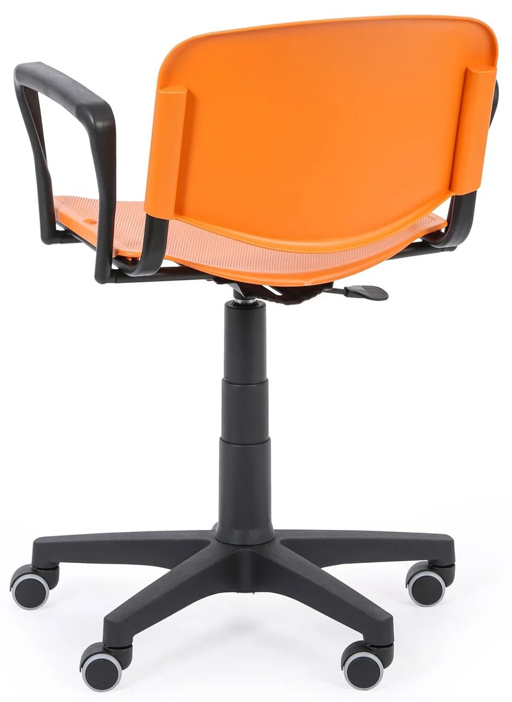 Pracovná stolička ISO s podpierkami rúk, otočná, oranžová