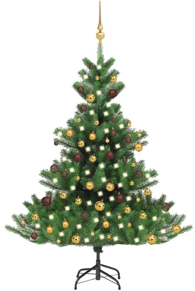 Umelý vianočný stromček jedľa Nordmann LED a gule zelený 120 cm 3077558