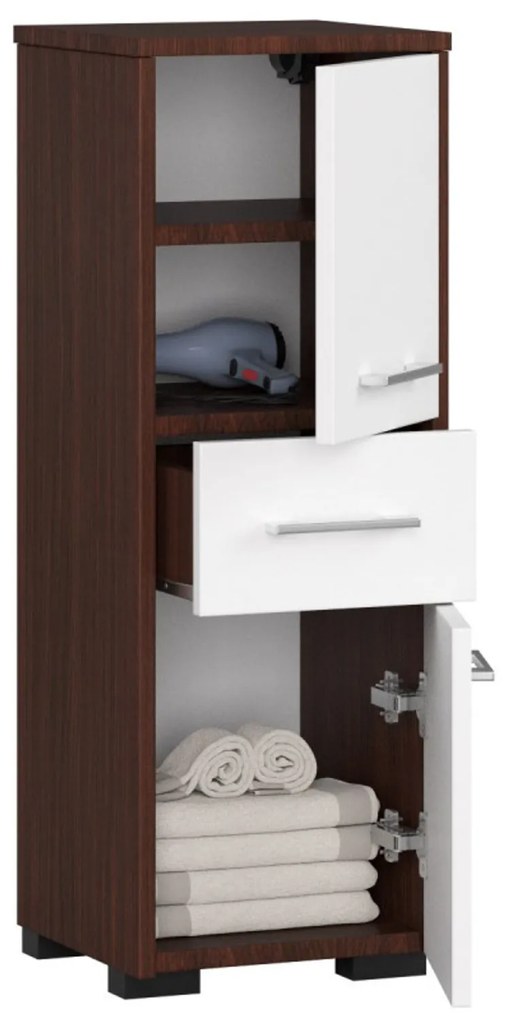 Kúpeľňová skrinka Fin 2D 1SZ wenge/biela