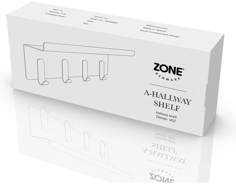 Svetlosivý oceľový nástenný vešiak s poličkou 11,5 cm A-Hallway – Zone