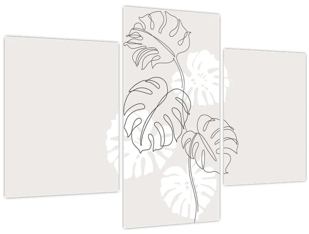 Obraz - Line art monstera N⁰3 (90x60 cm)