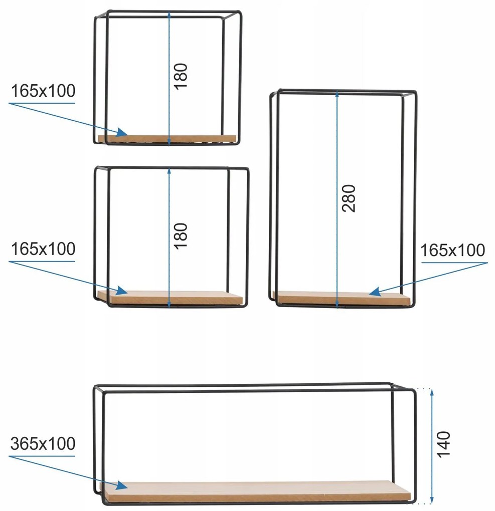 Dekorstudio Sada 5 políc Loft Industrial CFZL-TSF012