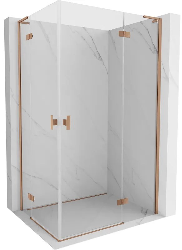 Mexen Mist-H L Duo, 2-krídlový sprchový kút 95 x 105 cm, číre sklo, medený matný profil, 8A5L-095L-105P-65-00