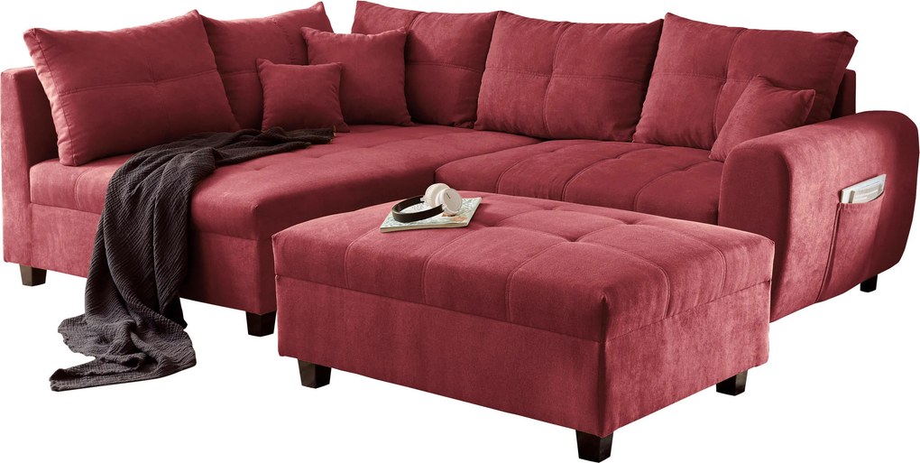 XXXLutz ROHOVÁ SEDAČKA, textil, kompozitné drevo, bobuľová MID.YOU - Sedačky - 002220035704