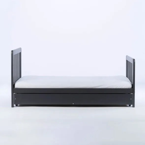 DREWEX Detská posteľ so zábranou a šuplíkom Drewex Nidum 140x70 cm grafit