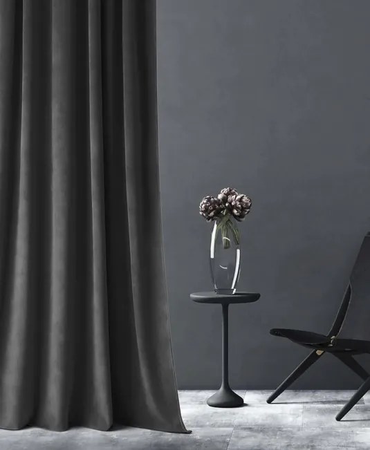 Elegantný šedý zamatový záves 140 x 280 cm