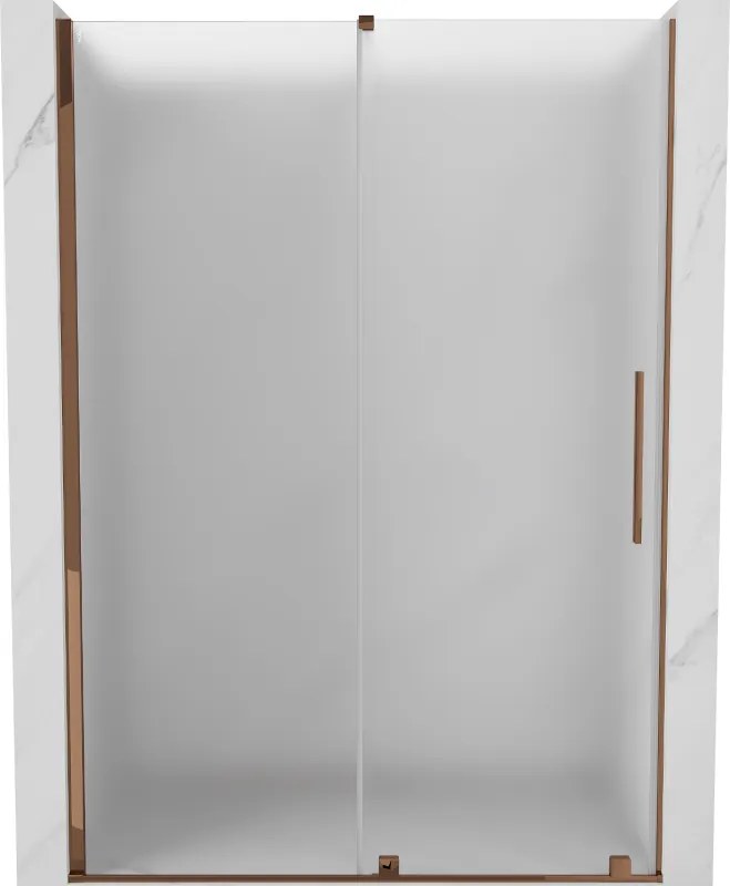 Mexen Velar, posuvné sprchové dvere do otvoru 150 cm, 8mm sklo námraza, ružové zlato, 871-150-000-31-60